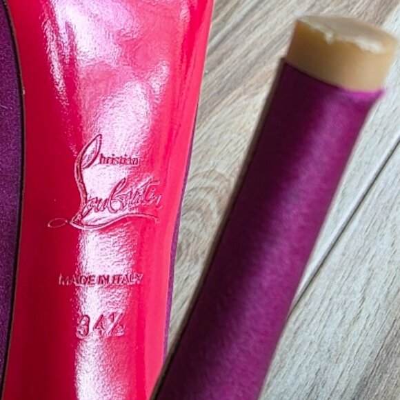 PRICED DROP! Christian Louboutin Def Daffodiles Purple Satin Shoes 160 Eur. 34.5 - Picture 14 of 16